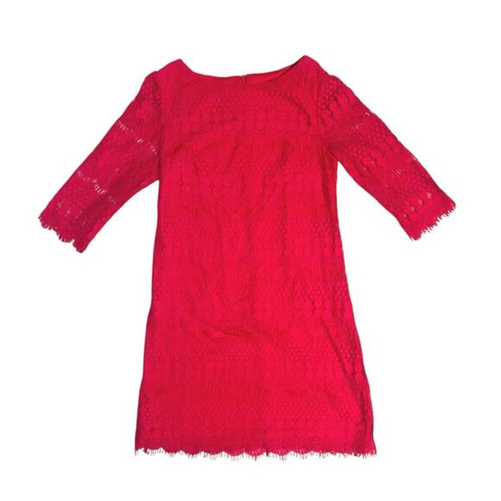 Jessica Howard Pink Lace Overlay 3/4 Sleeve Sheath Mini Dress Size 10